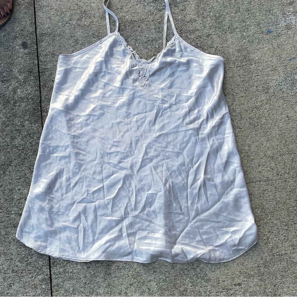 Cream Chemise with Spaghetti Straps and Flowy Silhouette